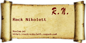 Reck Nikolett névjegykártya